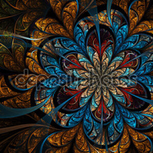 Dark gold fractal flower, digital artwork for creative graphic design