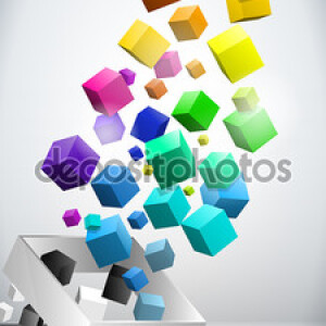 Colorful Flying Cubes Background