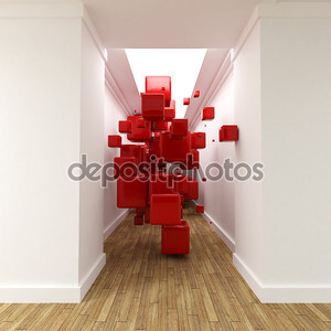 Corridor and red cubes