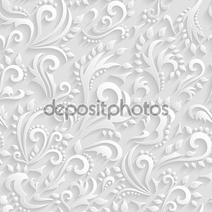 Vector Floral Victorian Seamless Background. Origami 3d Invitation, Wedding, Paper cards Decorative Pattern